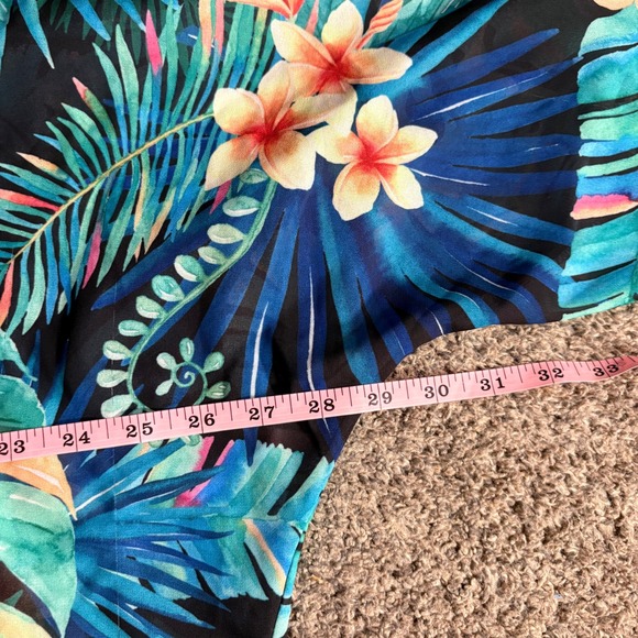Unbranded Tropical Kimono Women One Size Blue Floral Leaf Sheer Beach Coverup - Picture 5 of 10
